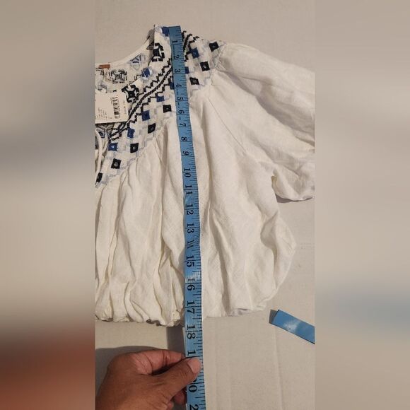 NWT Free People Joni Embroidered Crop Top in Ivory Size Small - Picture 6 of 11